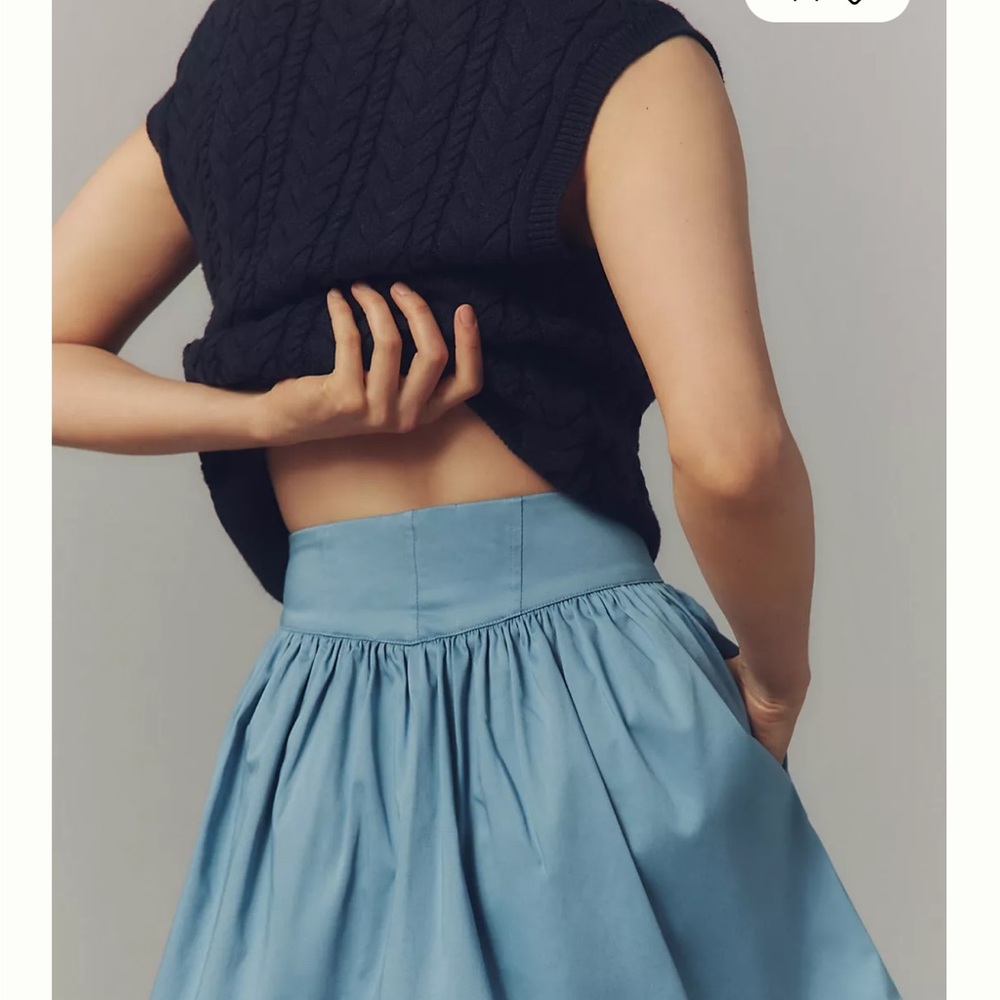 Maeve Sky Blue Button-Up Mini Skirt - Picture 4 of 8